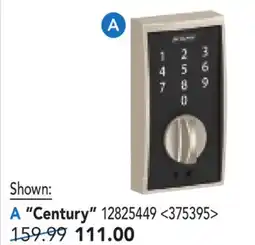 RONA SCHLAGE non-connected electronic locks Century offer