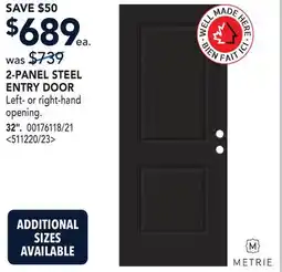 RONA METRIE 32 2-PANEL STEEL ENTRY DOOR offer
