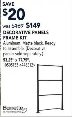 RONA DECORATIVE PANELS FRAME KIT 53.25 x 77.75 offer