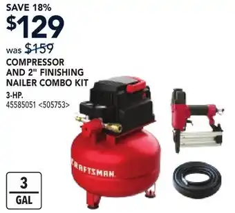 RONA COMPRESSOR AND 2 FINISHING NAILER COMBO KIT offer