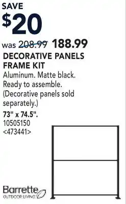 RONA DECORATIVE PANELS FRAME KIT offer
