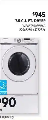 RONA 7.5 CU. FT. DRYER offer