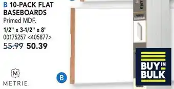RONA 10-PACK FLAT BASEBOARDS 1/2 x 3-1/2 x 8' offer