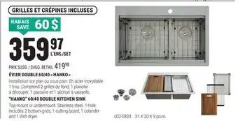 BMR ÉVIER DOUBLE 60/40  HANKO  offer