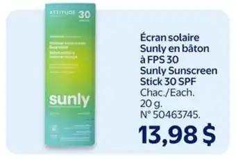 Walmart Sunly Sunscreen Stick 30 SPF offer