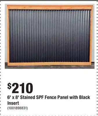 Home Depot 6' x 8' Stained SPF Fence Panel with Black Insert offer