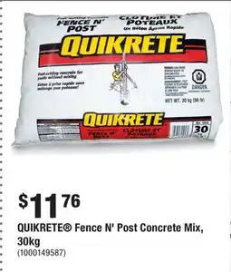Home Depot QUIKRETE Fence N' Post Concrete Mix, 30kg offer