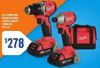 Canac 18 V Lithium-Ion Brushless Drill & amp Impact Driver Combo Set offer