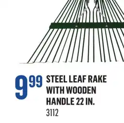 Canac Steel Leaf Rake with Wooden Handle 22 in offer