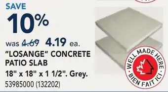 RONA LOSANGE CONCRETE PATIO SLAB 18 x 18 x 1 1/2. Grey offer