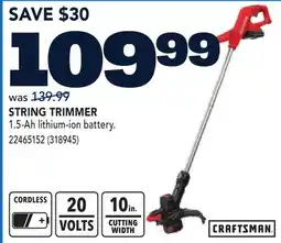 RONA CRAFTSMAN STRING TRIMMER offer
