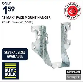 RONA Z-MAX FACE MOUNT HANGER offer
