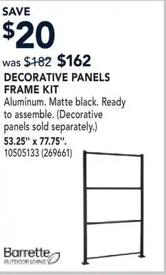 RONA DECORATIVE PANELS FRAME KIT 53.25 x 77.75 offer