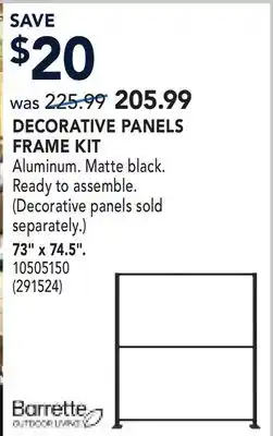RONA DECORATIVE PANELS FRAME KIT offer