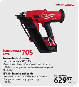 Home Hardware 18V 30° framing nailer kit offer