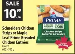 Co-op Schneiders chicken strips or maple leaf prime breaded chicken entrées offer