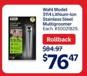 Walmart Wahl Model 3114 Lithium-Ion Stainless Steel Multigroomer offer