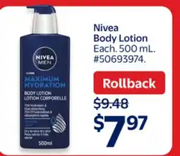 Walmart Nivea Body Lotion offer