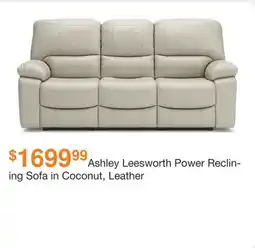 Ashley Furniture Ashley Leesworth Power Reclining Sofa in Coconut, Leather offer