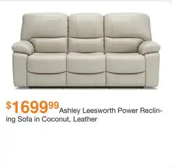 Ashley Furniture Ashley Leesworth Power Reclining Sofa in Coconut, Leather offer