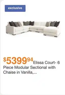 Ashley Furniture Elissa Court- 6 Piece Modular Sectional with Chaise in Vanilla, Performance Fabric by Ashley offer