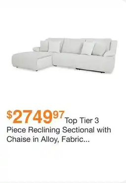 Ashley Furniture Top Tier 3 Piece Reclining Sectional with Chaise in Alloy, Fabric by Ashley offer
