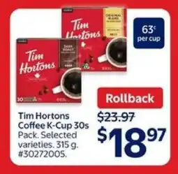 Walmart Tim Hortons Coffee K-Cup 30s Pack offer