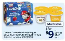 Walmart Danone Danino Drinkable Yogurt or Two Good Yogurt offer