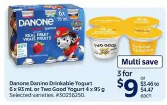 Walmart Danone Danino Drinkable Yogurt or Two Good Yogurt offer