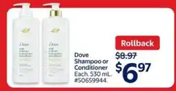 Walmart Dove Shampoo or Conditioner offer