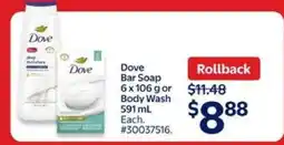 Walmart DOVE BAR SOAP OR BODY WASH offer