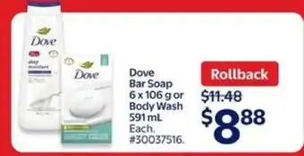 Walmart DOVE BAR SOAP OR BODY WASH offer
