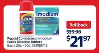 Walmart Pepcid Complete or Imodium Quick Dissolve Tablets offer