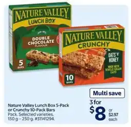 Walmart Nature Valley Lunch Box 5-Pack or Crunchy 10-Pack Bars offer