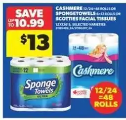 Real Canadian Superstore Cashmere or SpongeTowels or Scotties Facial Tissues offer