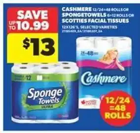 Real Canadian Superstore Cashmere or SpongeTowels or Scotties Facial Tissues offer