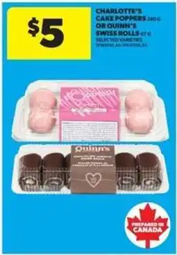 Real Canadian Superstore Charlotte's Cake Poppers or Quinn's Swiss Rolls offer