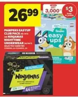 Real Canadian Superstore Pampers EasyUp Club Pack or Ninjamas Nighttime Underwear offer