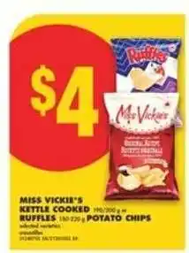 No Frills Miss Vickie's Kettle Cooked & Ruffles Potato Chips offer