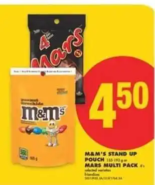 No Frills M&M'S STAND UP POUCH 155-193g / MARS MULTI PACK 4's offer