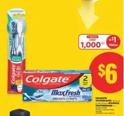 No Frills Colgate Toothpaste & Manual Toothbrush offer