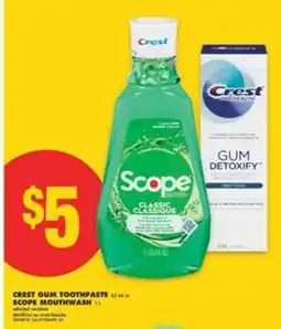 No Frills Crest Gum Toothpaste or Scope Mouthwash offer