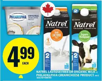 Food Basics Natrel Lactose Free or Organic Milk / Philadelphia Cream Cheese offer