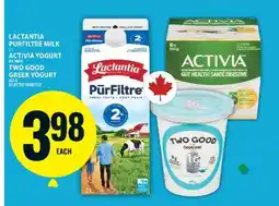 Food Basics Lactantia PurFiltre Milk, Activia Yogurt, Two Good Greek Yogurt offer