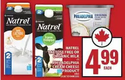 Food Basics Natrel Lactose Free or Organic Milk / Philadelphia Cream Cheese offer