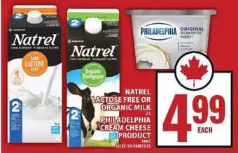 Food Basics Natrel Lactose Free or Organic Milk / Philadelphia Cream Cheese offer