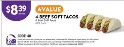 Taco Bell 4 BEEF SOFT TACOS offer
