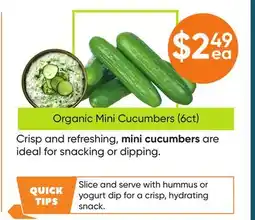 Healthy Planet Organic Mini Cucumbers offer