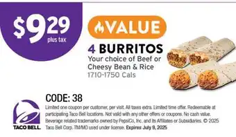 Taco Bell 4 Burritos offer