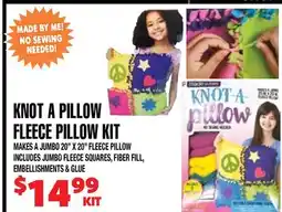 Len's Mill Stores KNOT A PILLOW FLEECE PILLOW KIT offer